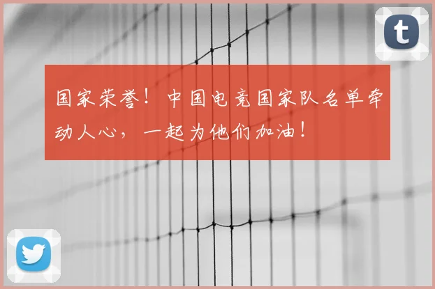 国家荣誉！中国电竞国家队名单牵动人心，一起为他们加油！